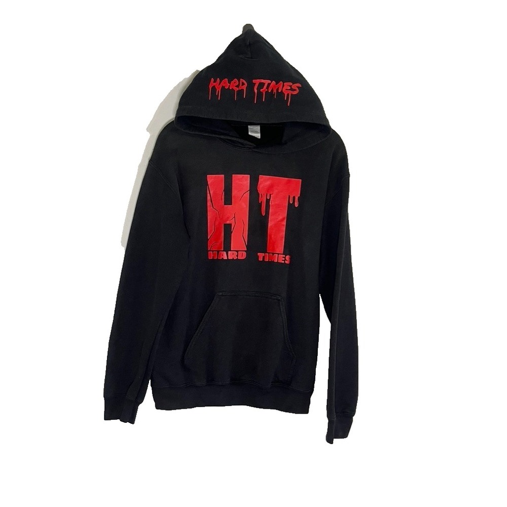 Hard Times Y2K Hoodie Sweatshirt Black S Grunge Punk Skater Gothic Streetwear
